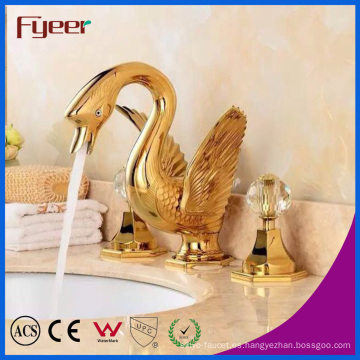 Fyeer Fashionable Golden Handle Swan Swan Lavabo Faucet